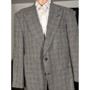 Tom Ford Houndstooth Prince of Wales Wool Linen Silk Blazer 56 Sport Jacket 46R